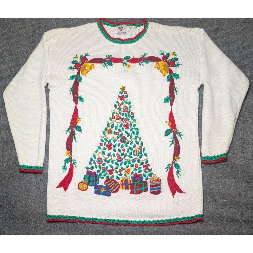 Vintage Nutcracker Women's Medium Holiday Sweater Christmas‎ Tree Knit